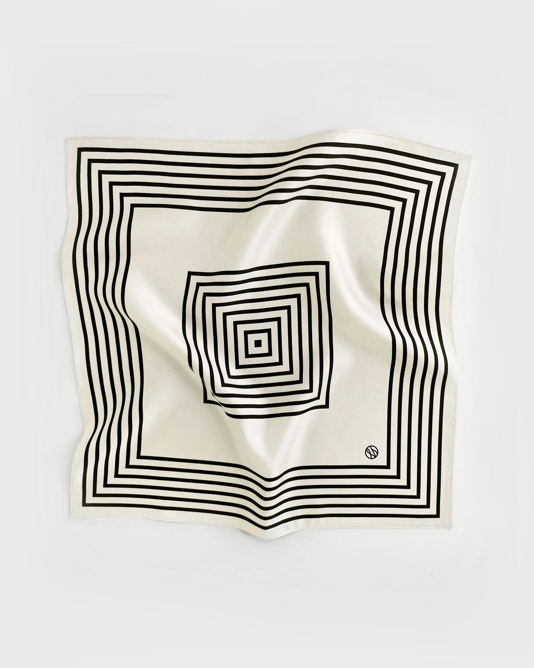 Striped Small Silk Scarf, White / Navy