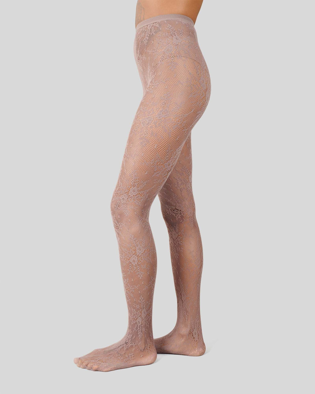 Rosa Lace Tights - Beige Grey