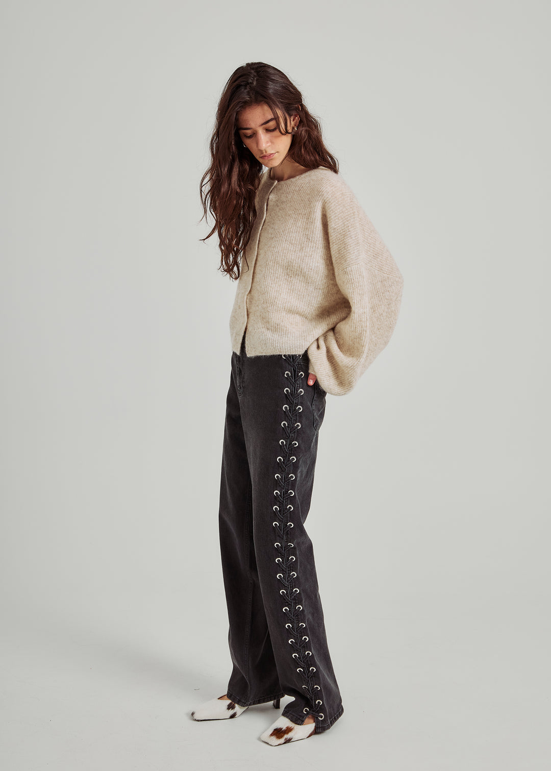 Kenzie Lace Jeans - Washed Black