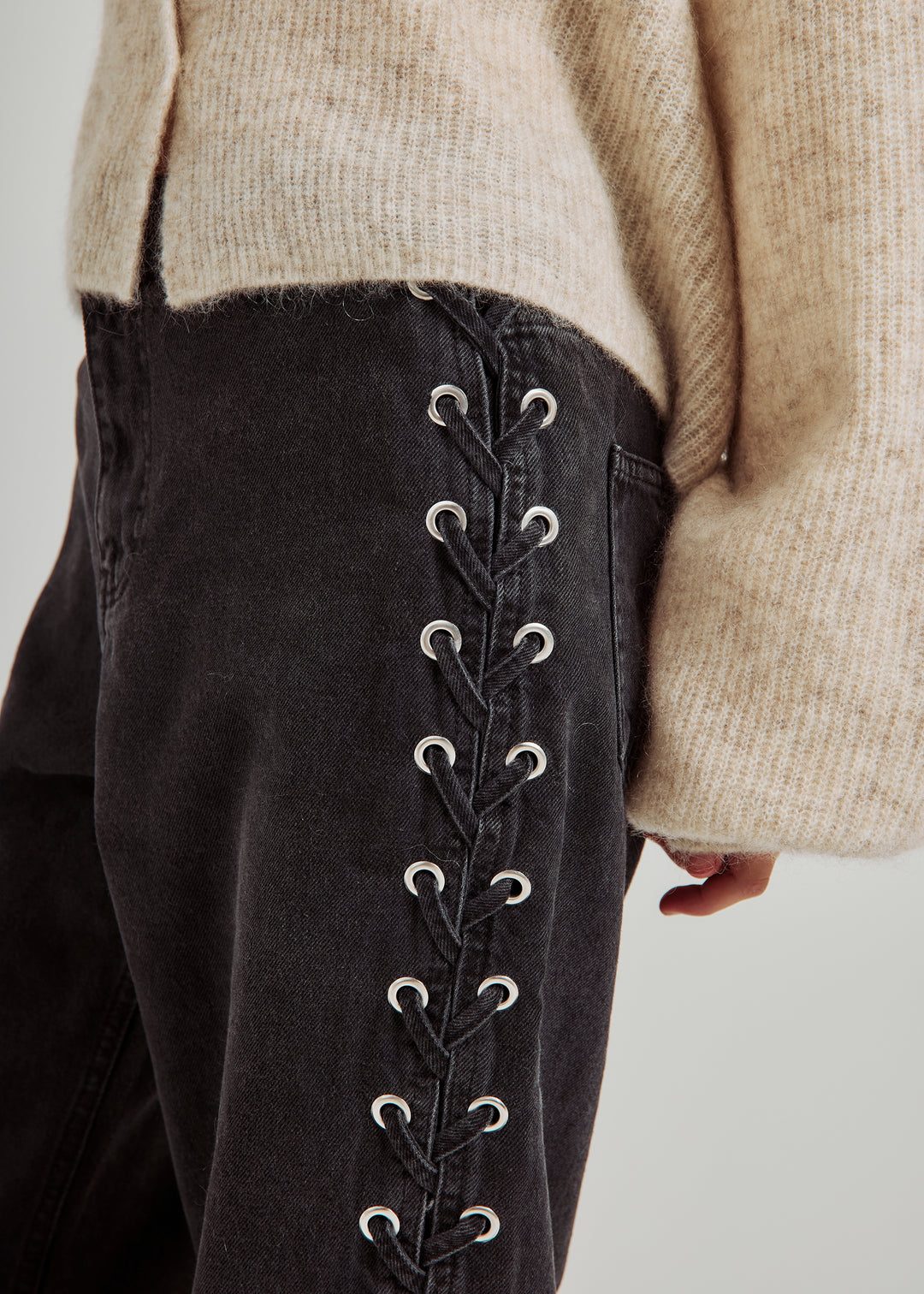 Kenzie Lace Jeans - Washed Black