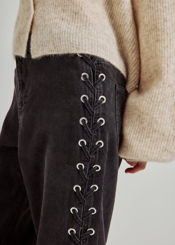 Kenzie Lace Jeans - Washed Black