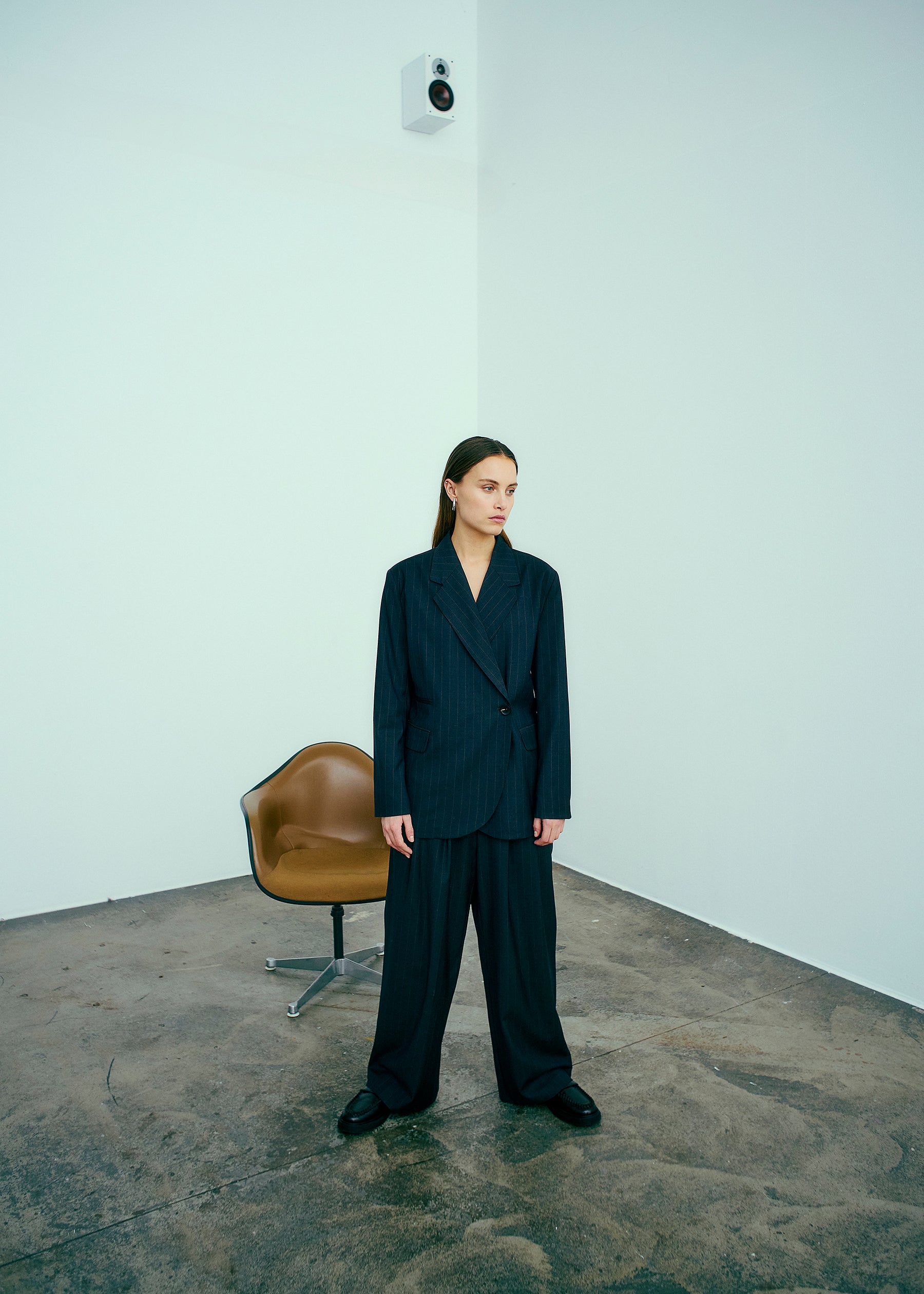 Kandria Shaped Blazer, Brown Pinstripe