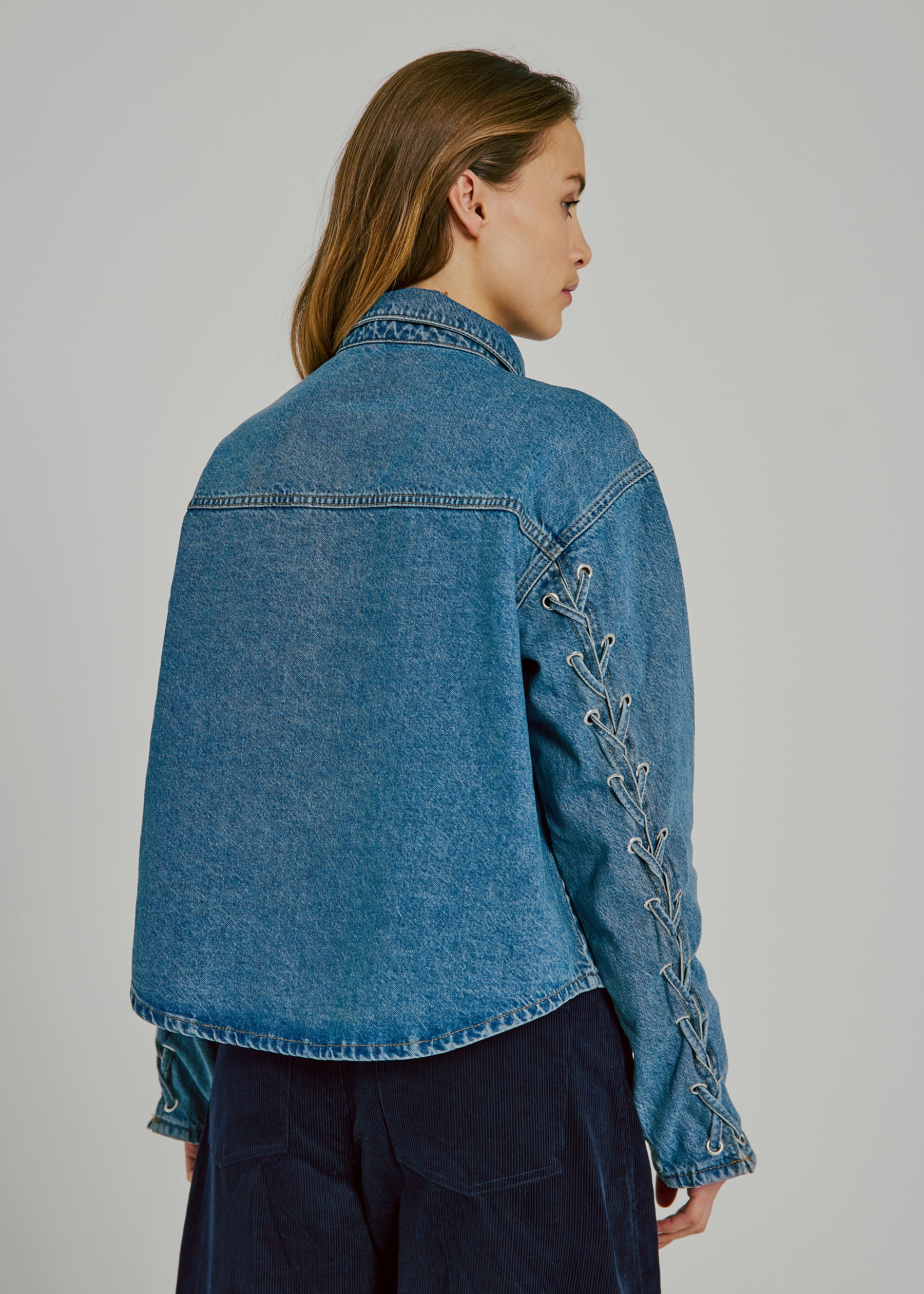 Kenzie lace denim shirt, Denim Blue
