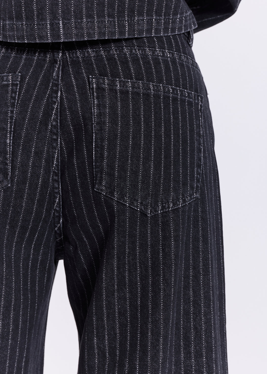 Hannoli Pinstripe Jeans - Black