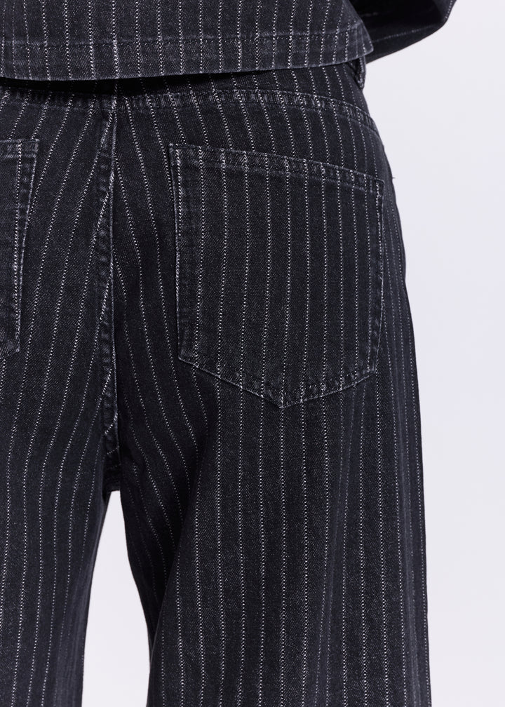 Hannoli Pinstripe Jeans - Black