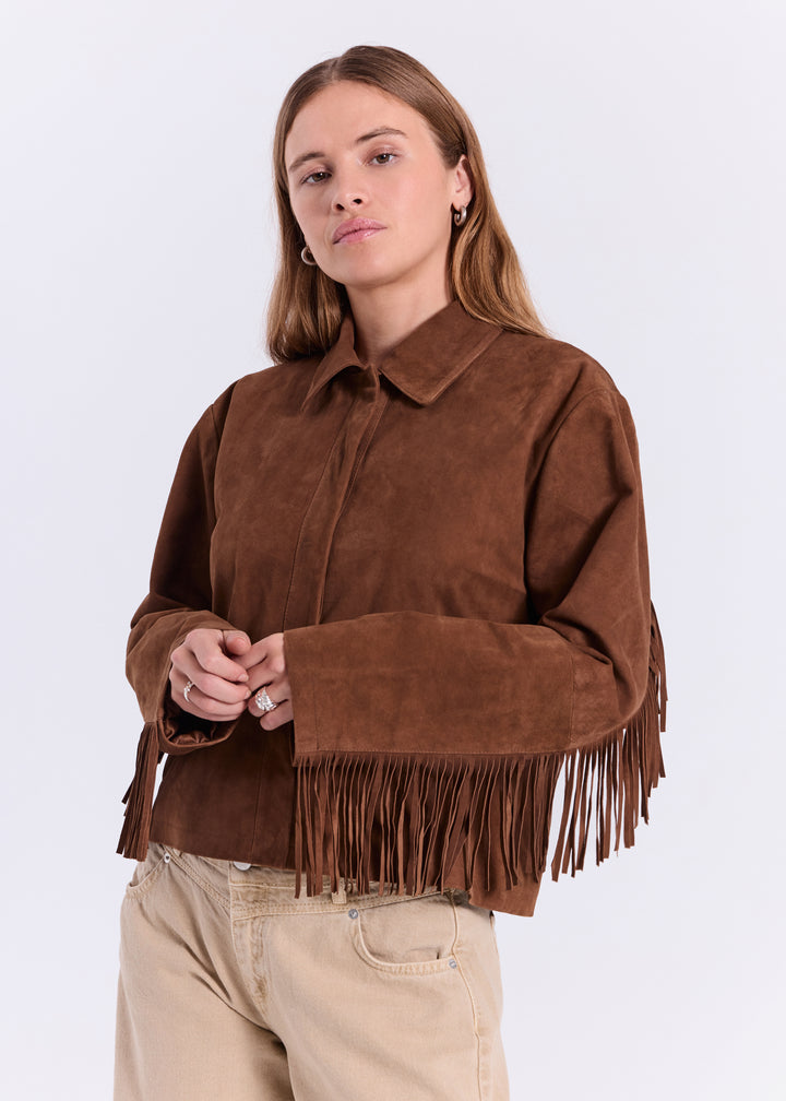 Nathalio Suede Shirt - Caramel Brown