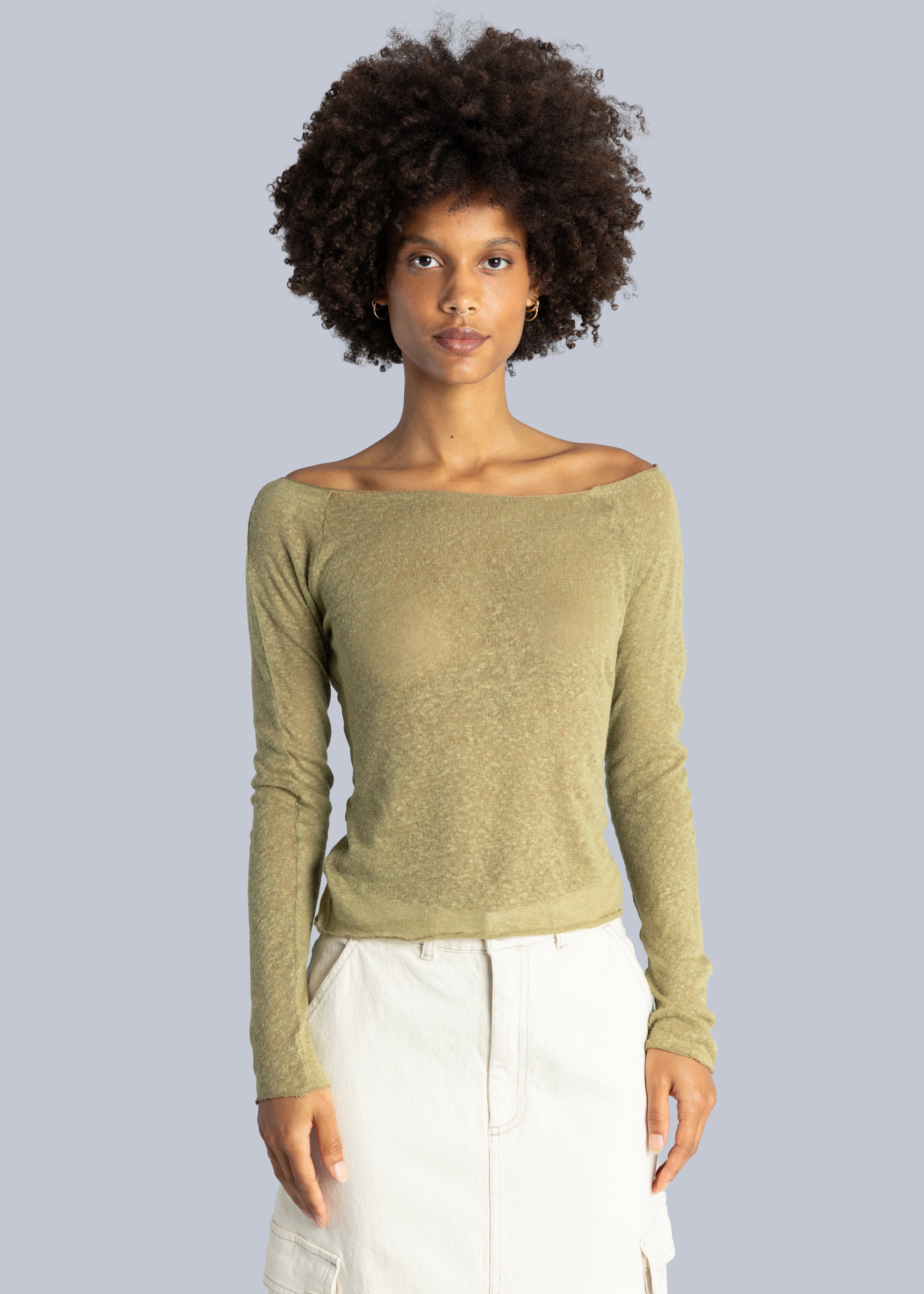 Knitted Boat Neck Top