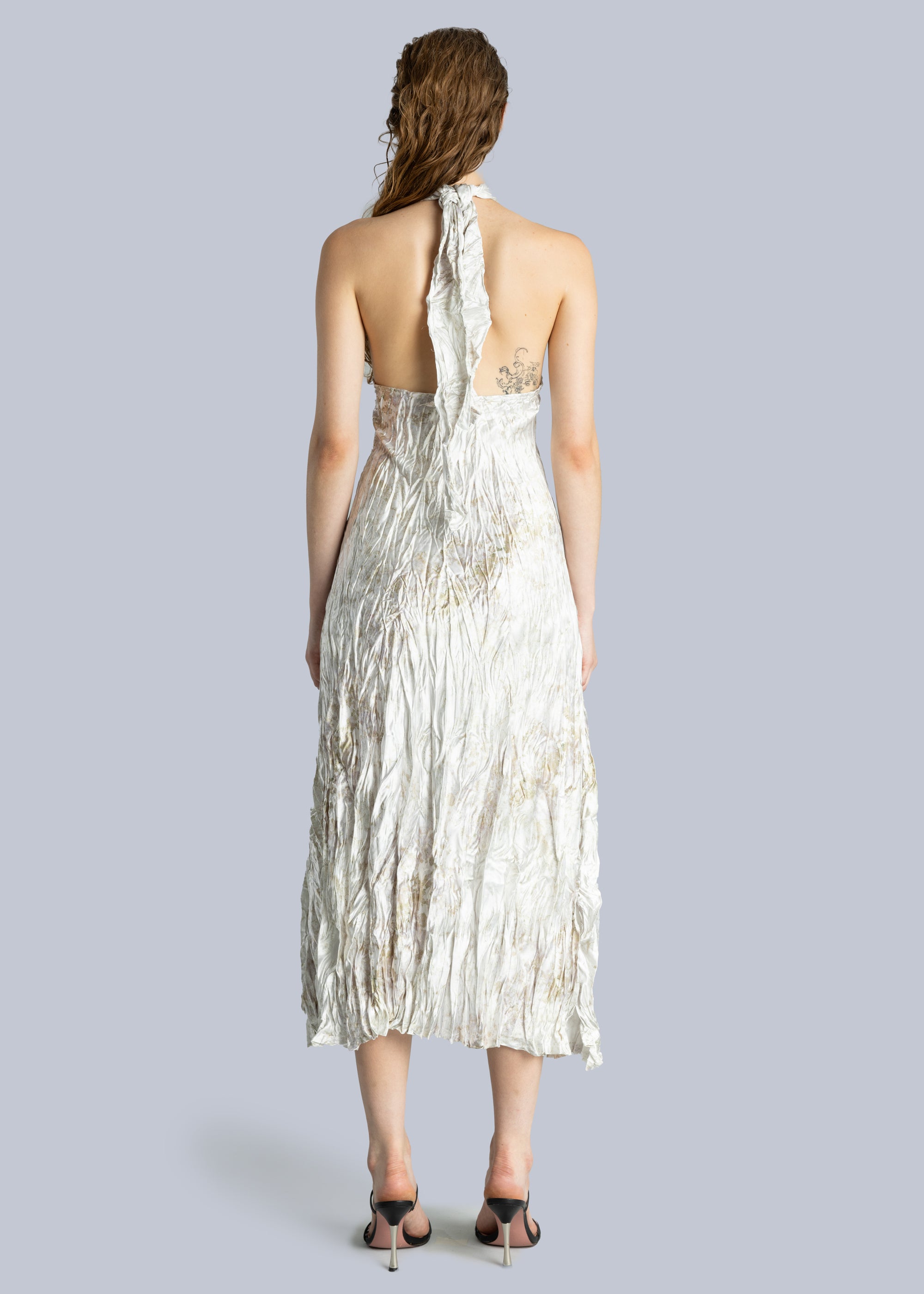 Crinkle Satin Cut-Out Maxi Dress