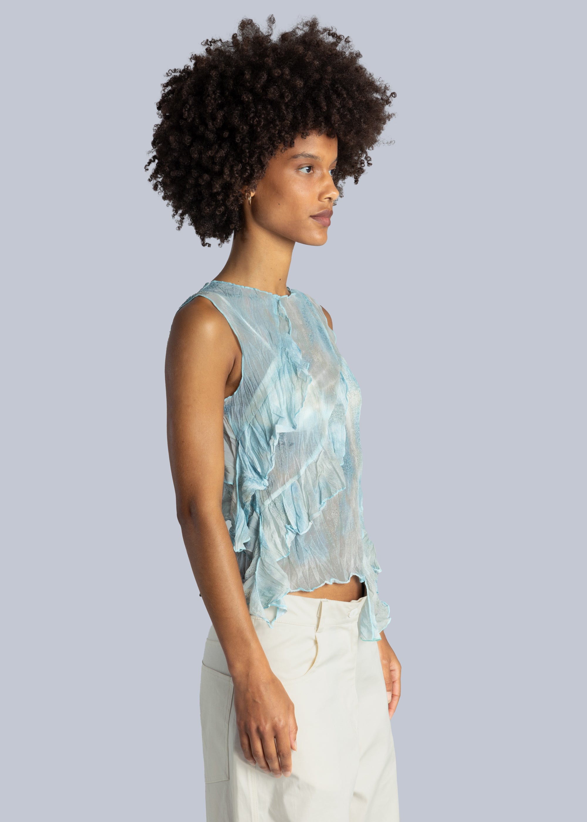 Asymmetric Ruffle Top, Water Print
