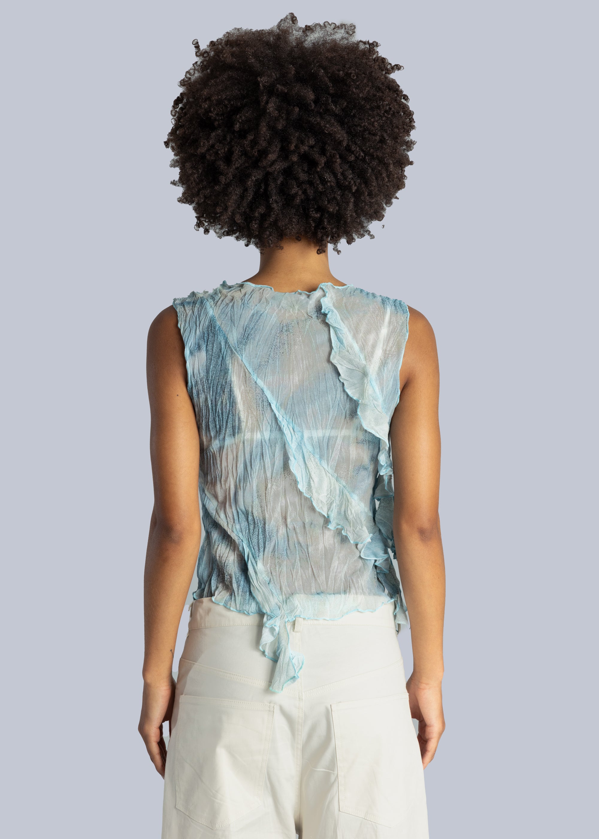 Asymmetric Ruffle Top, Water Print