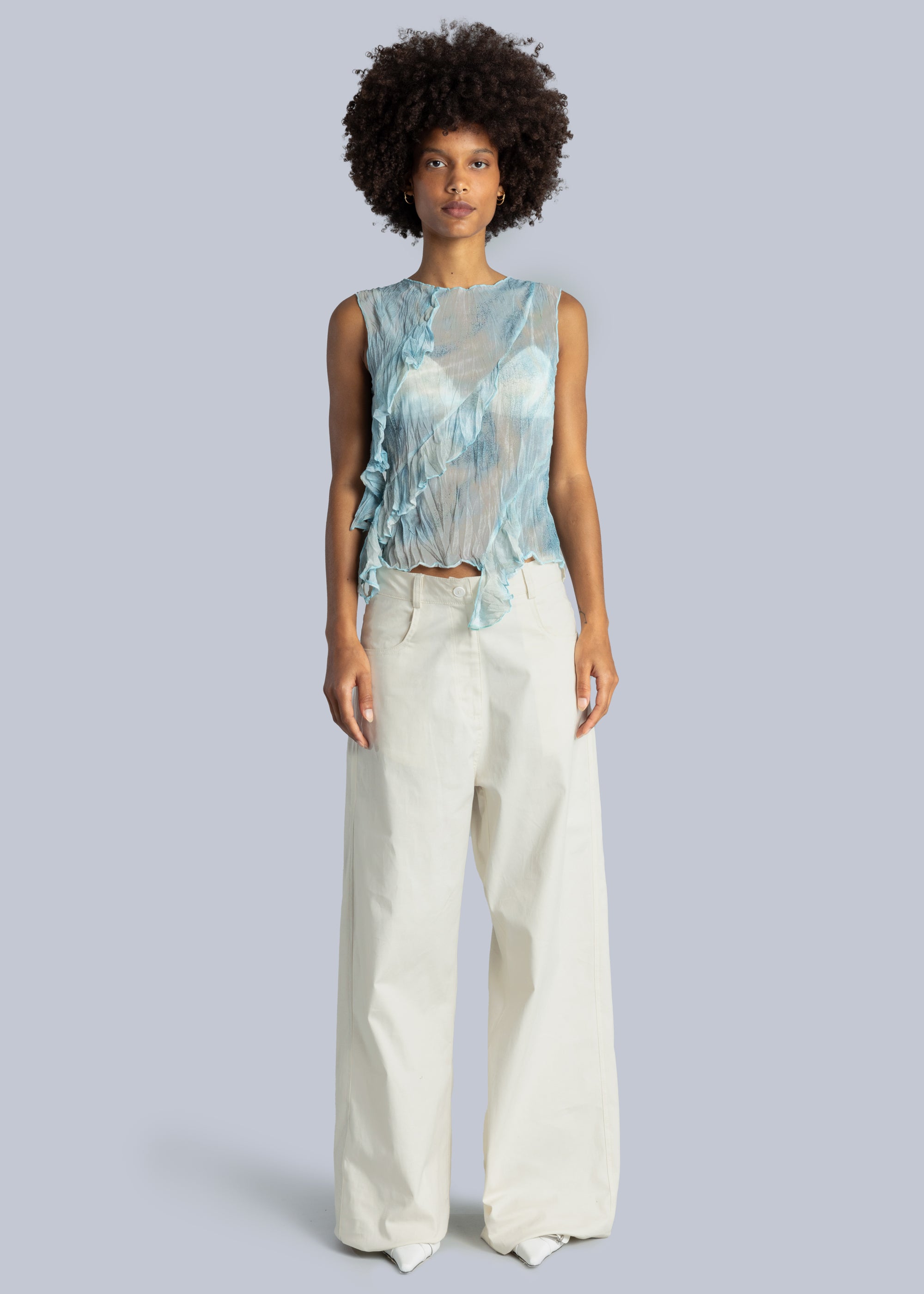 Asymmetric Ruffle Top, Water Print