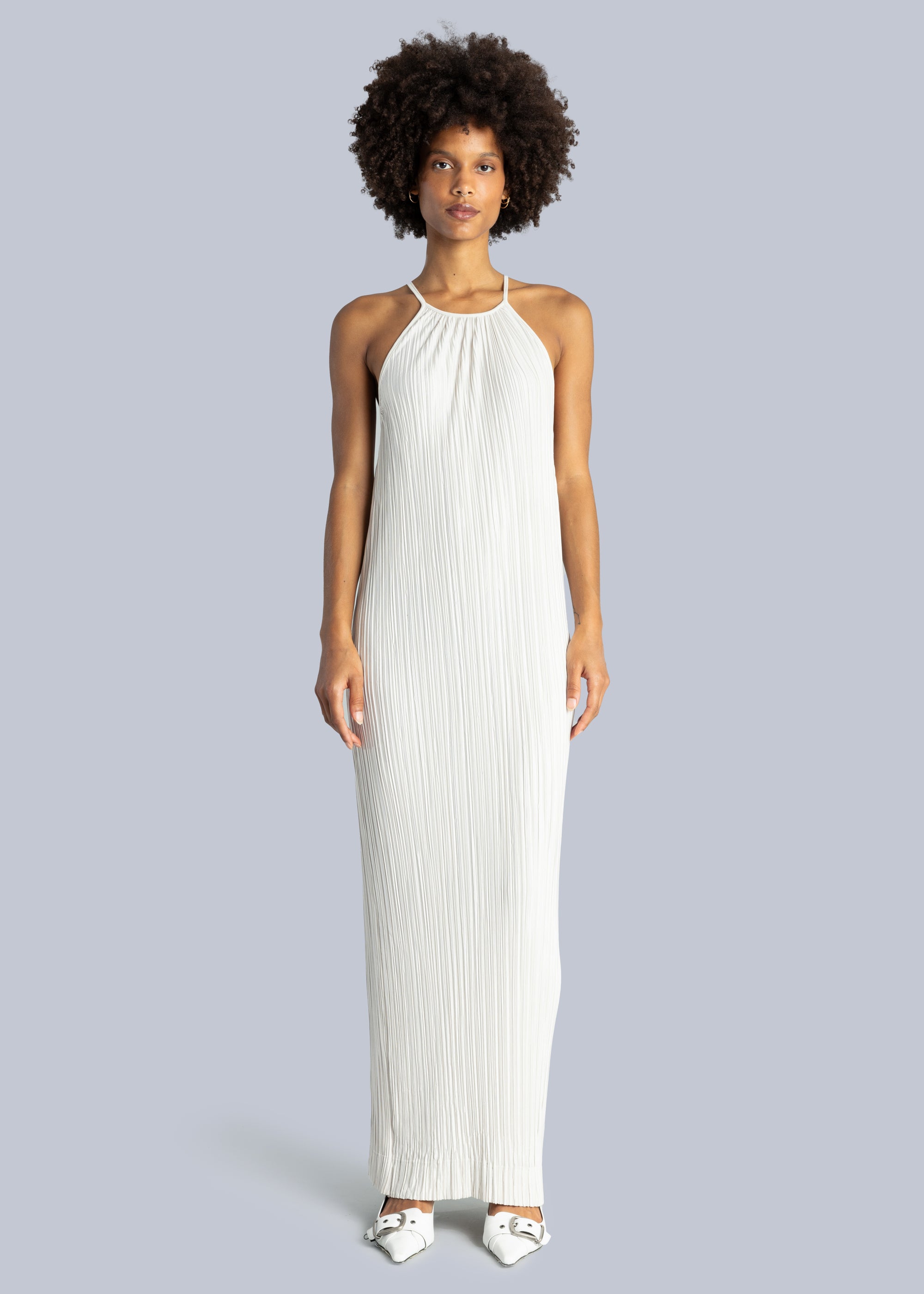 Pleated Halter Maxi Dress