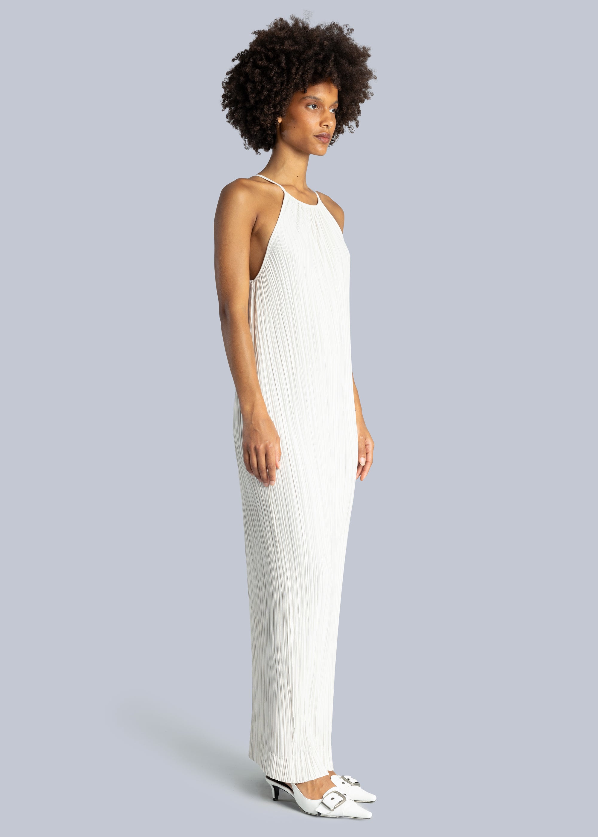 Pleated Halter Maxi Dress