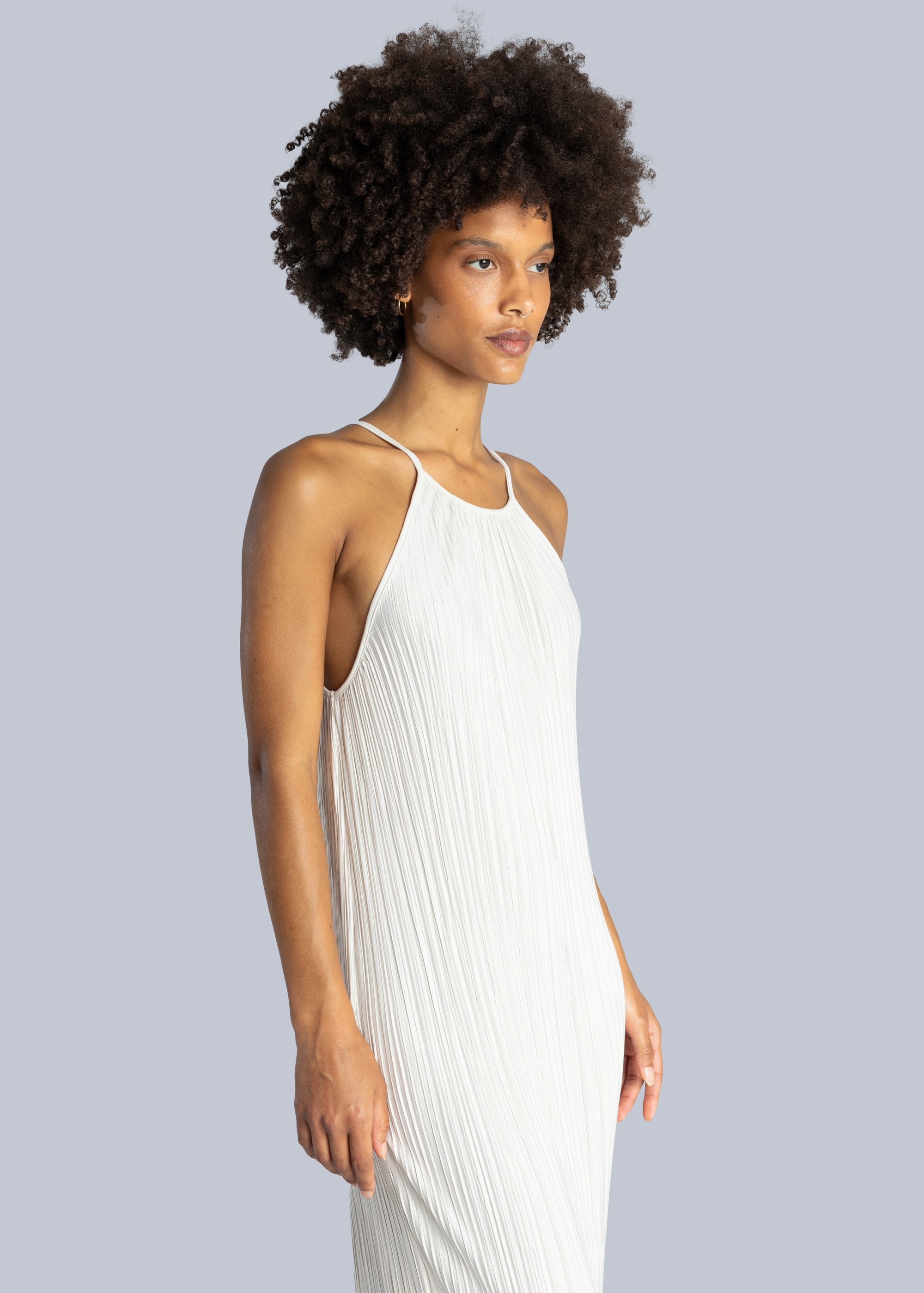 Pleated Halter Maxi Dress