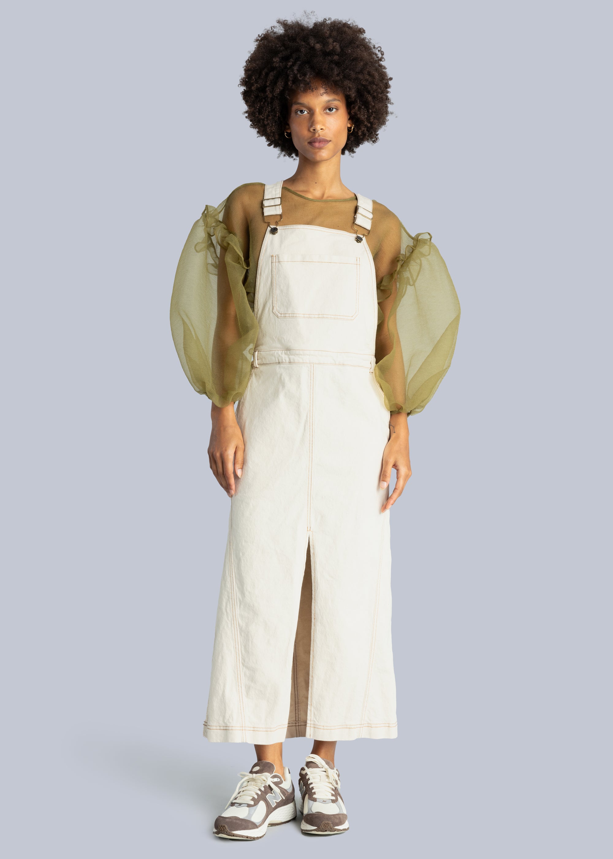 Denim Dungaree Midi Dress
