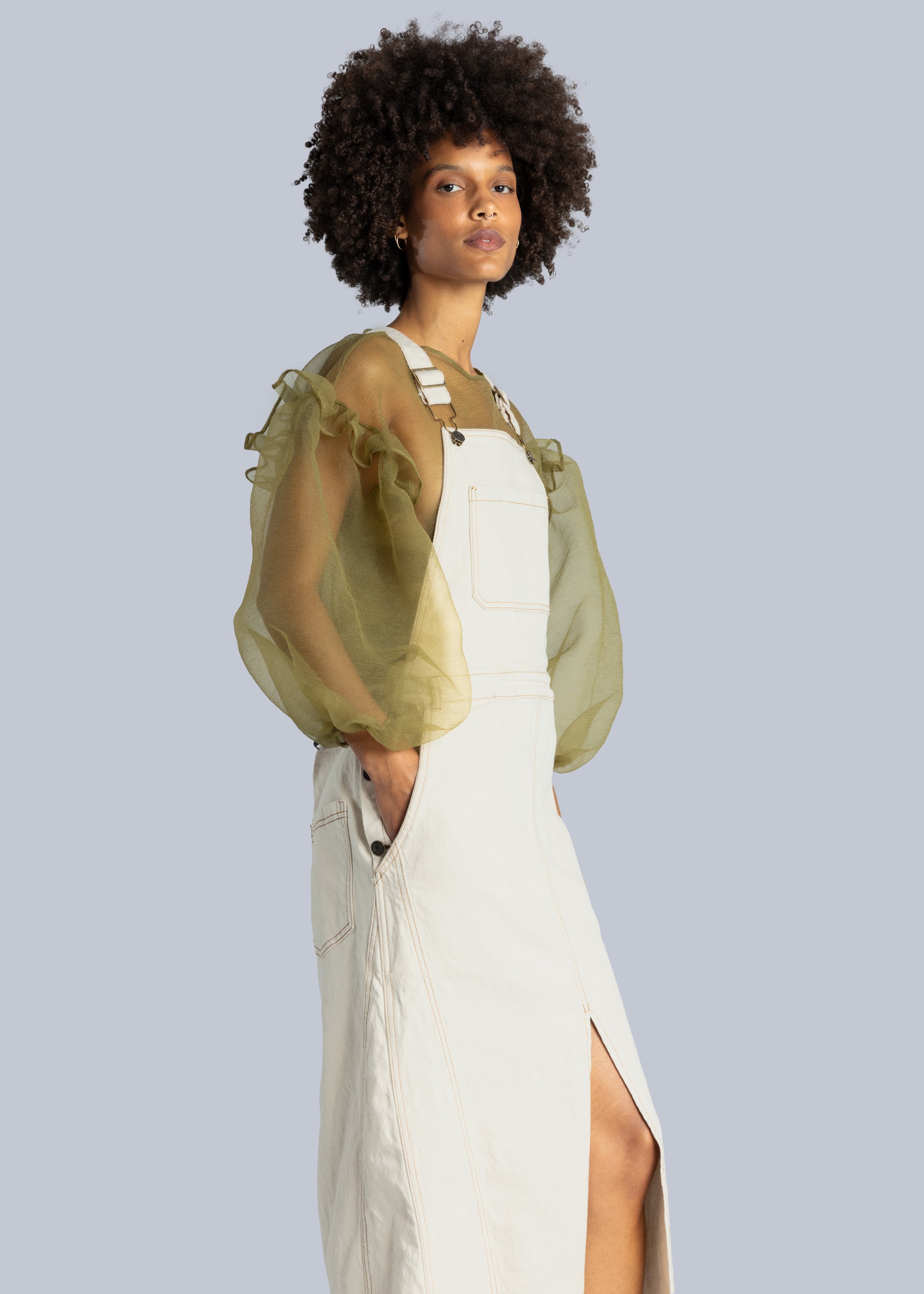Denim Dungaree Midi Dress
