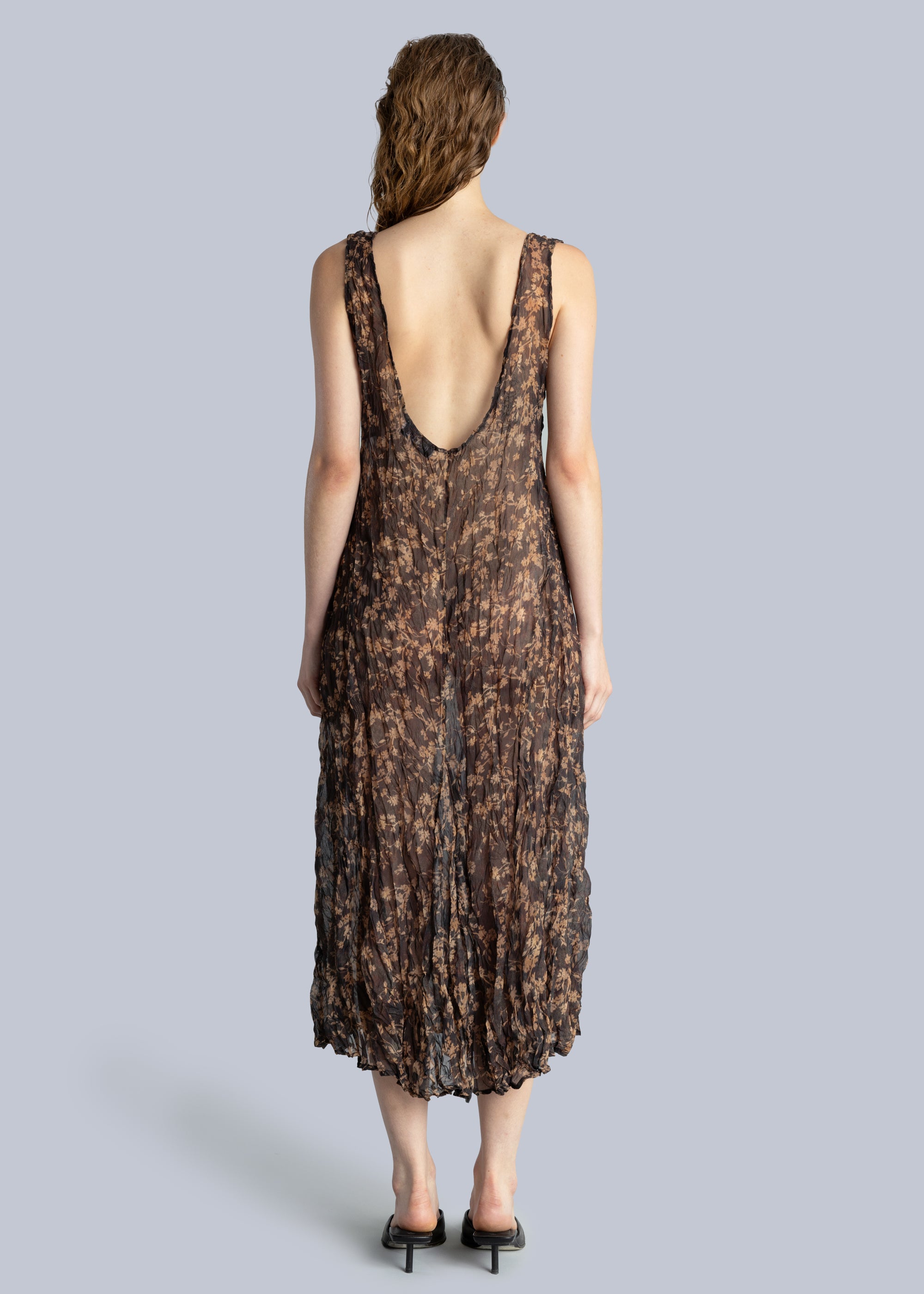 Crinkle Chiffon Midi Dress