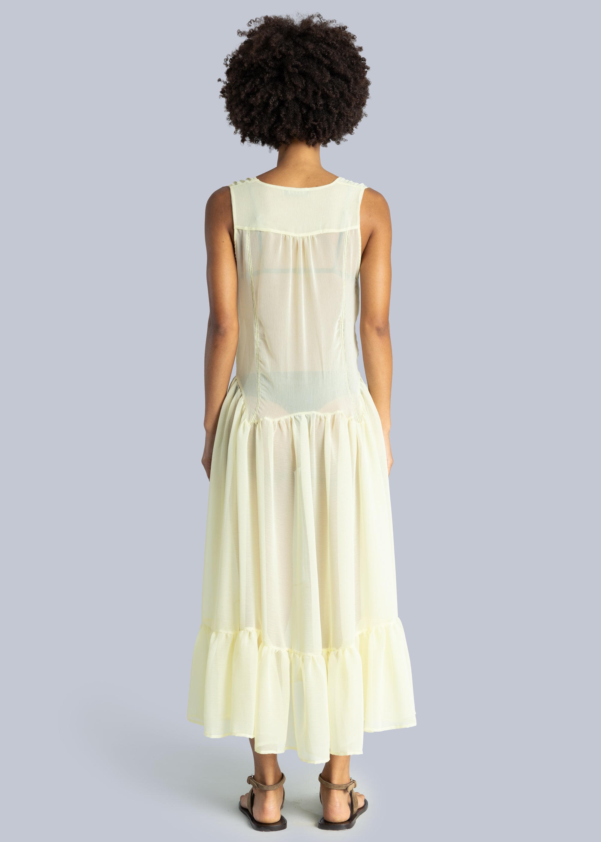 Chiffon V-Neck Midi Dress