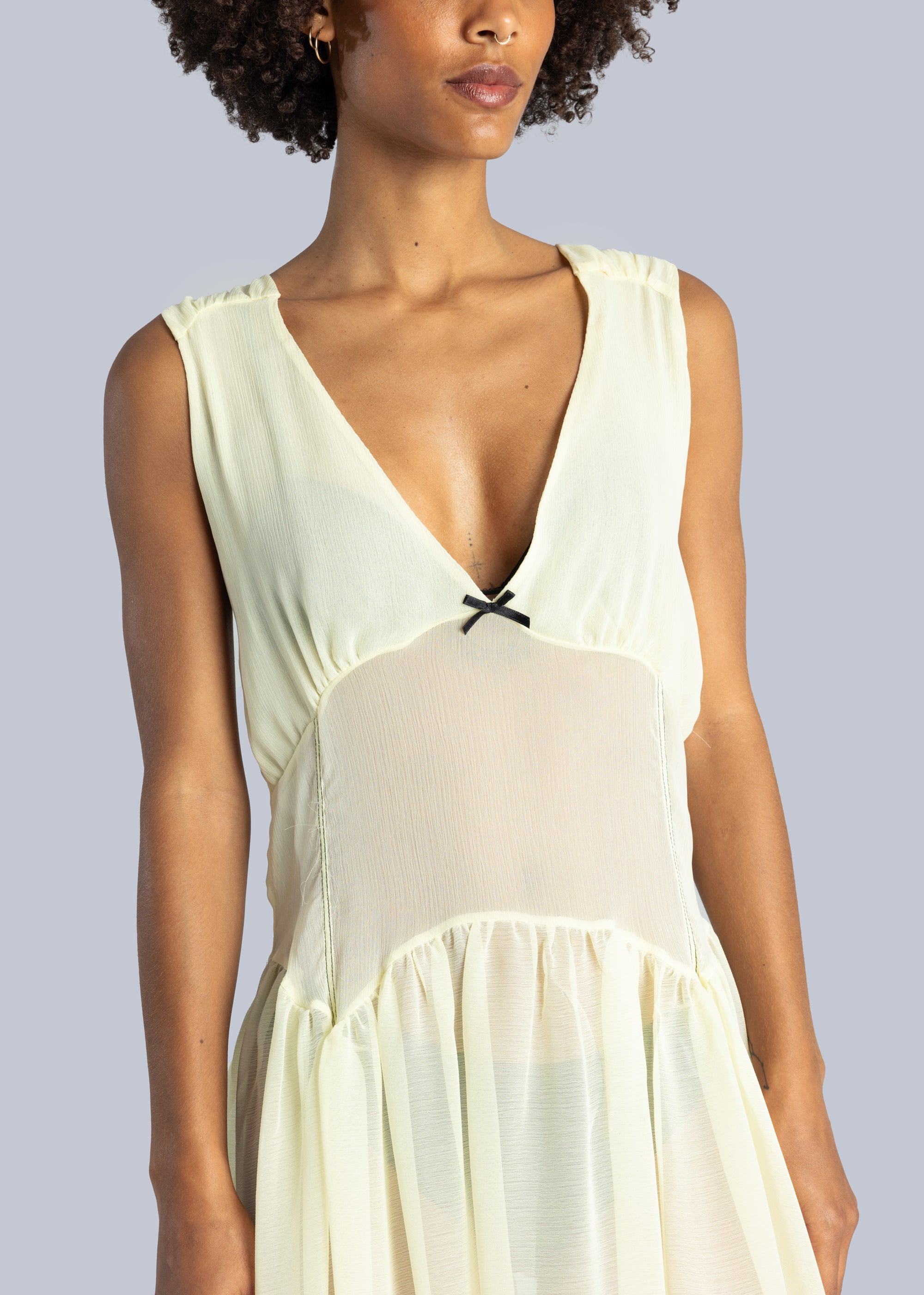 Chiffon V-Neck Midi Dress