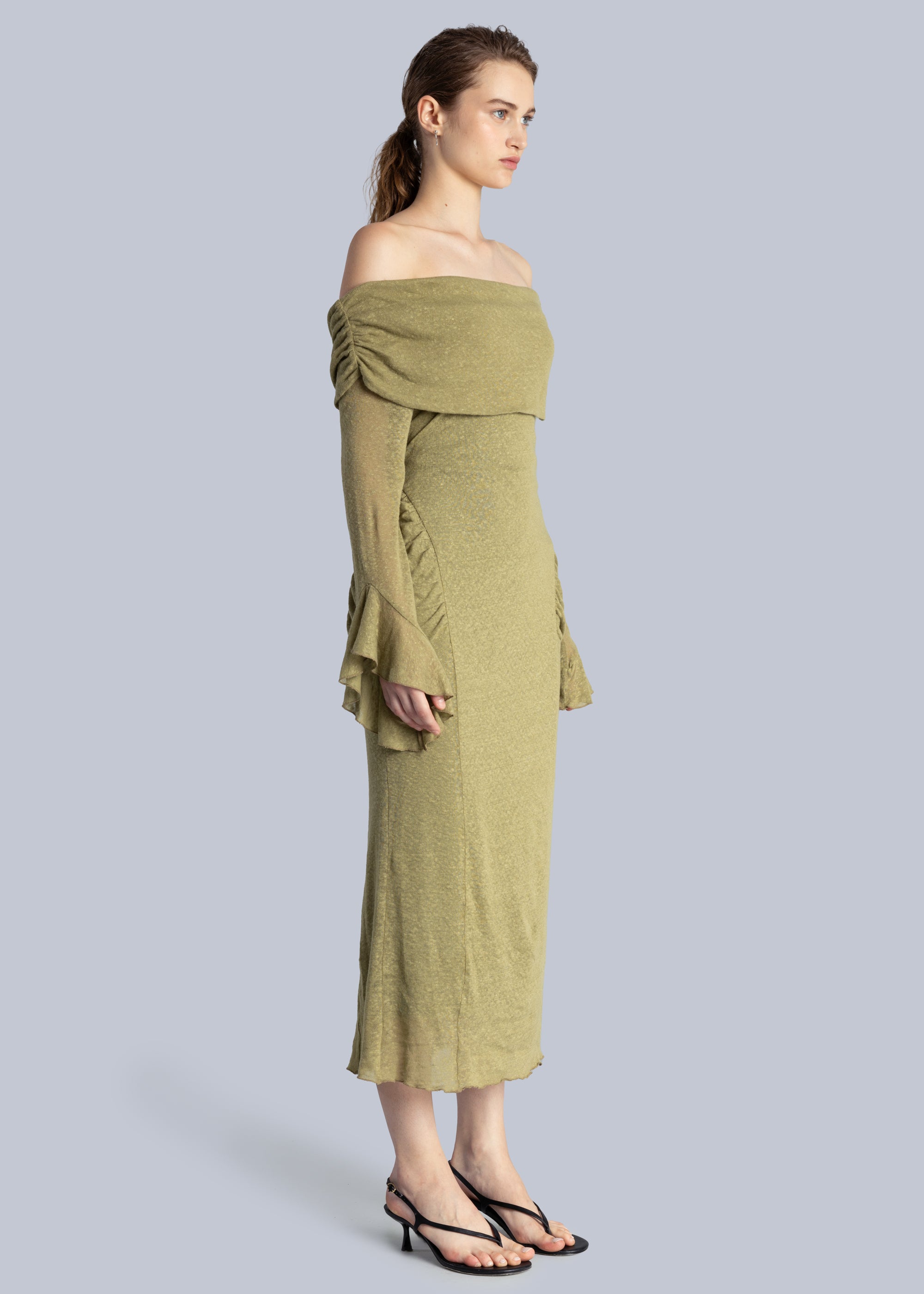 Off Shoulder Knitted Maxi Dress