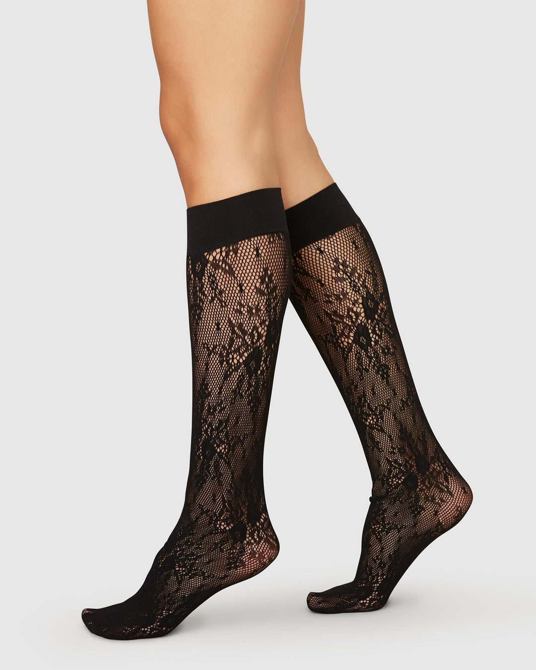 Rosa Lace Knee-Highs - Black