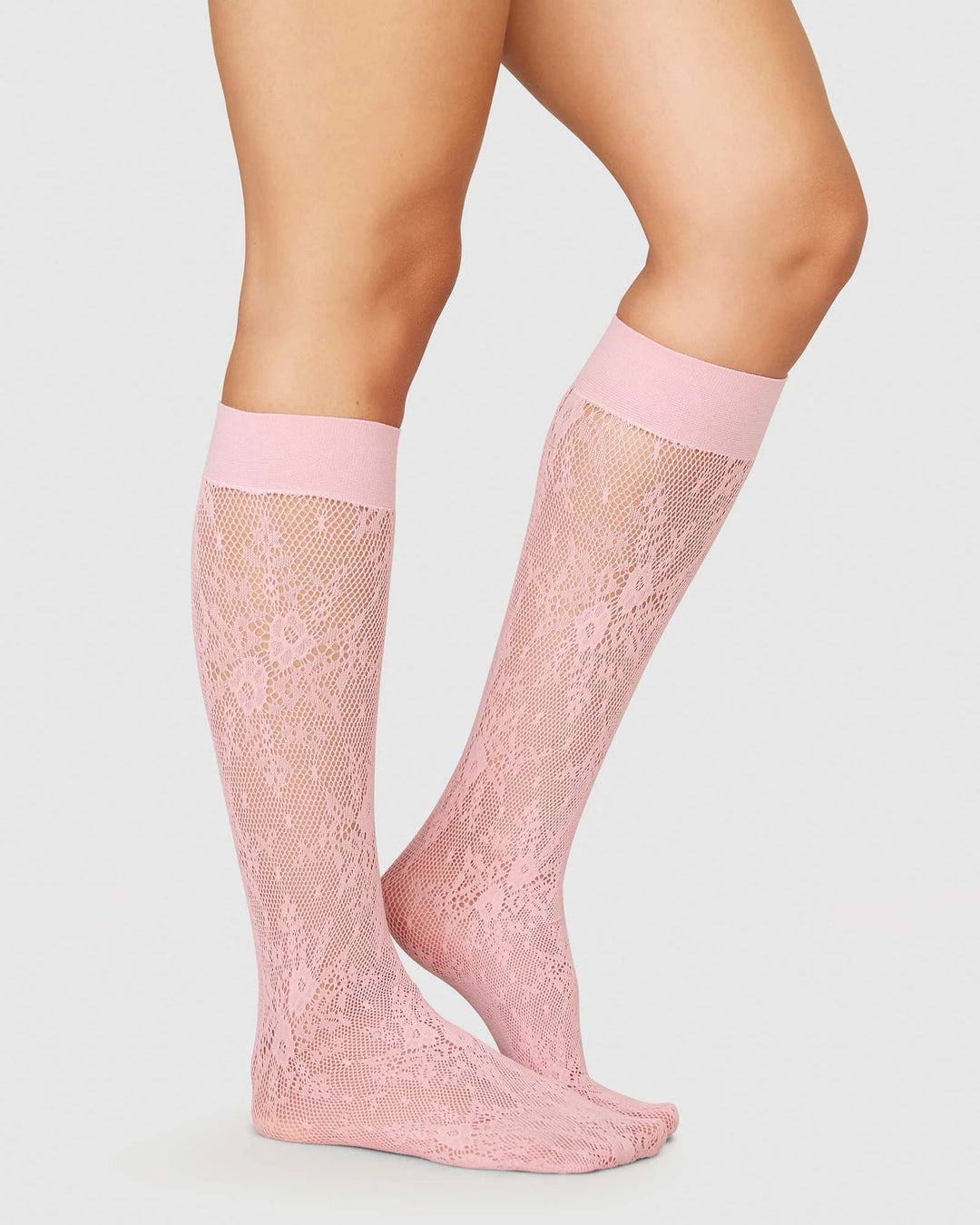 Rosa Lace Knee-Highs - Dusty Pink