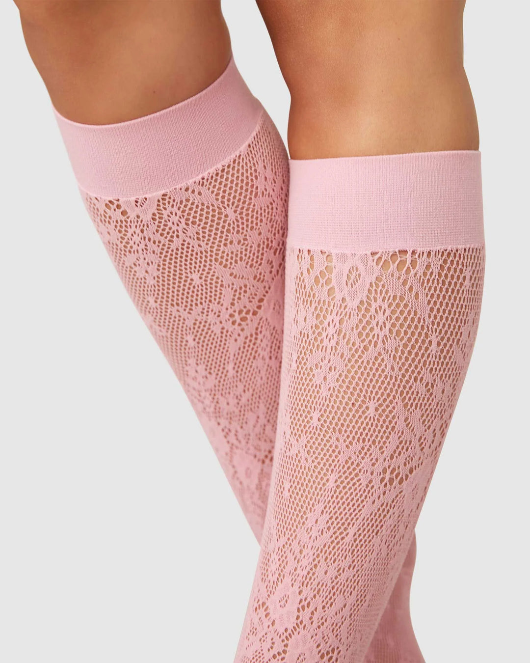 Rosa Lace Knee-Highs - Dusty Pink