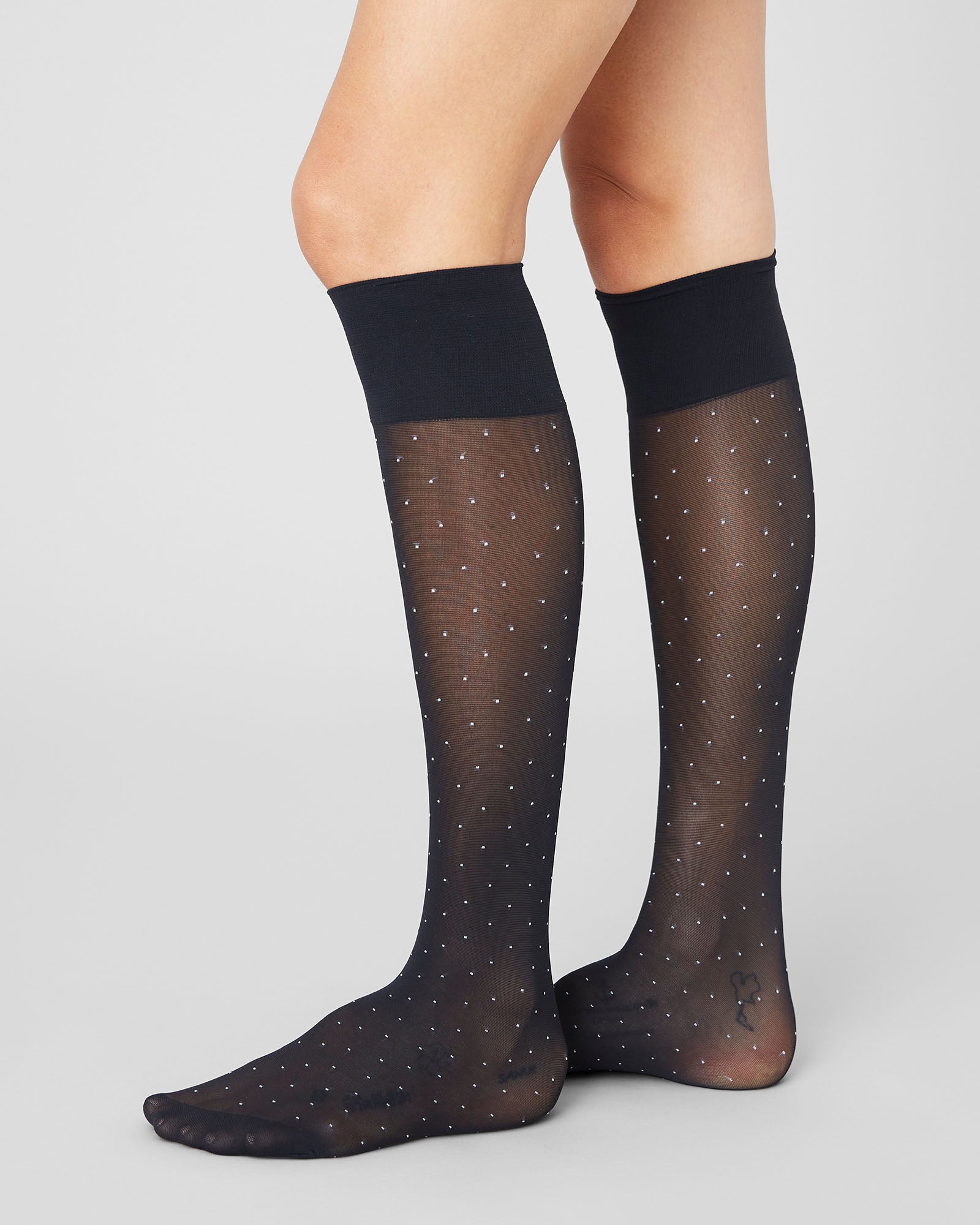 Eira Petite Dots Knee-Highs - Black