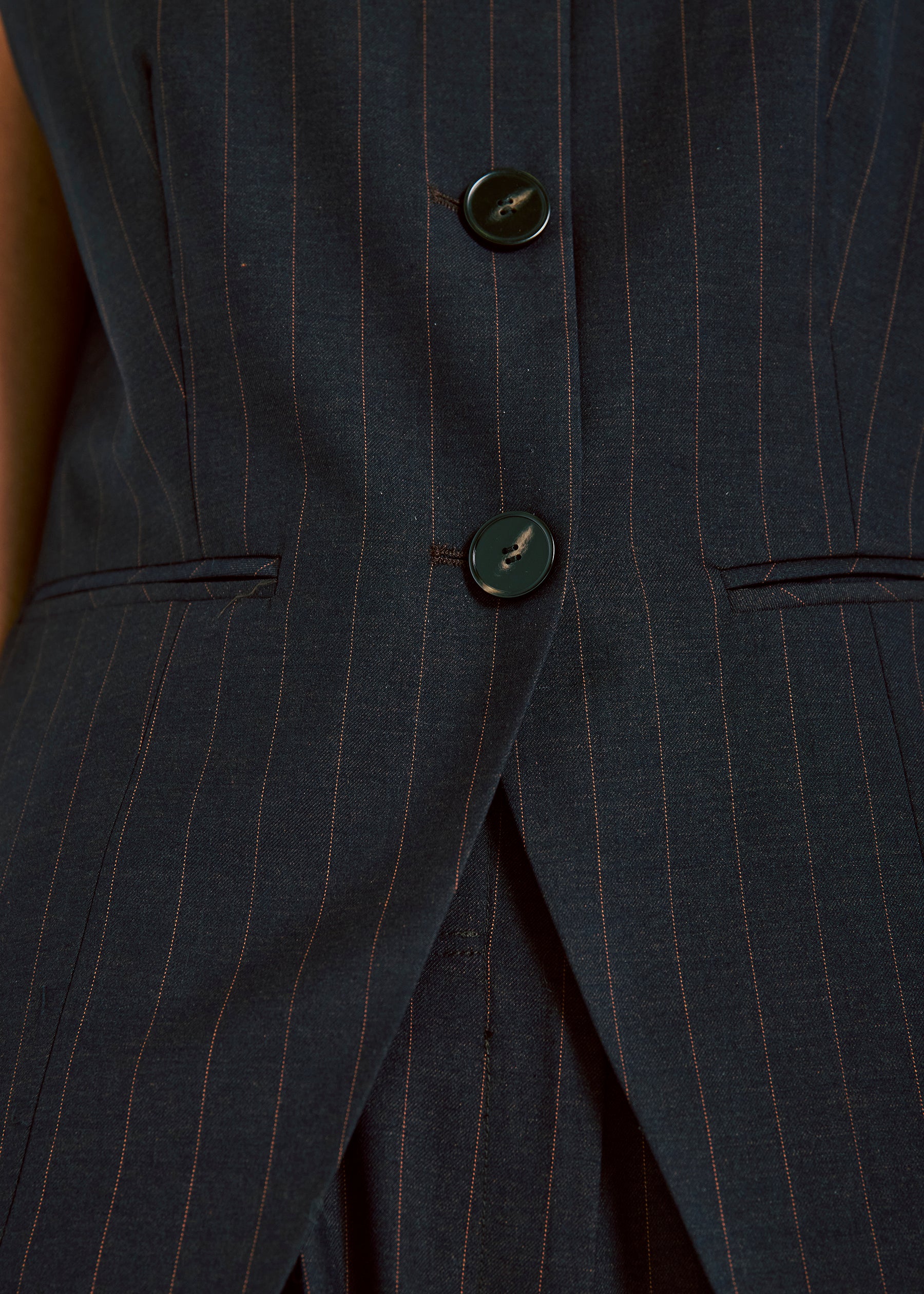 Kandria Waistcoat, Brown Pinstripe