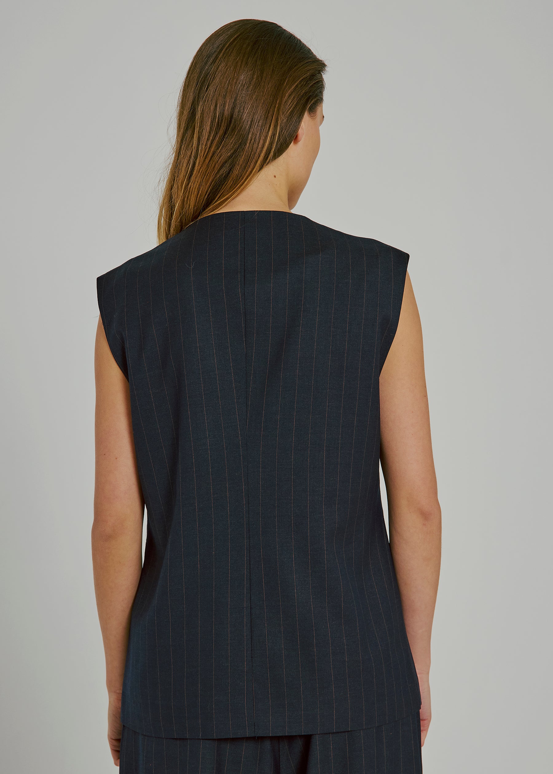 Kandria Waistcoat, Brown Pinstripe