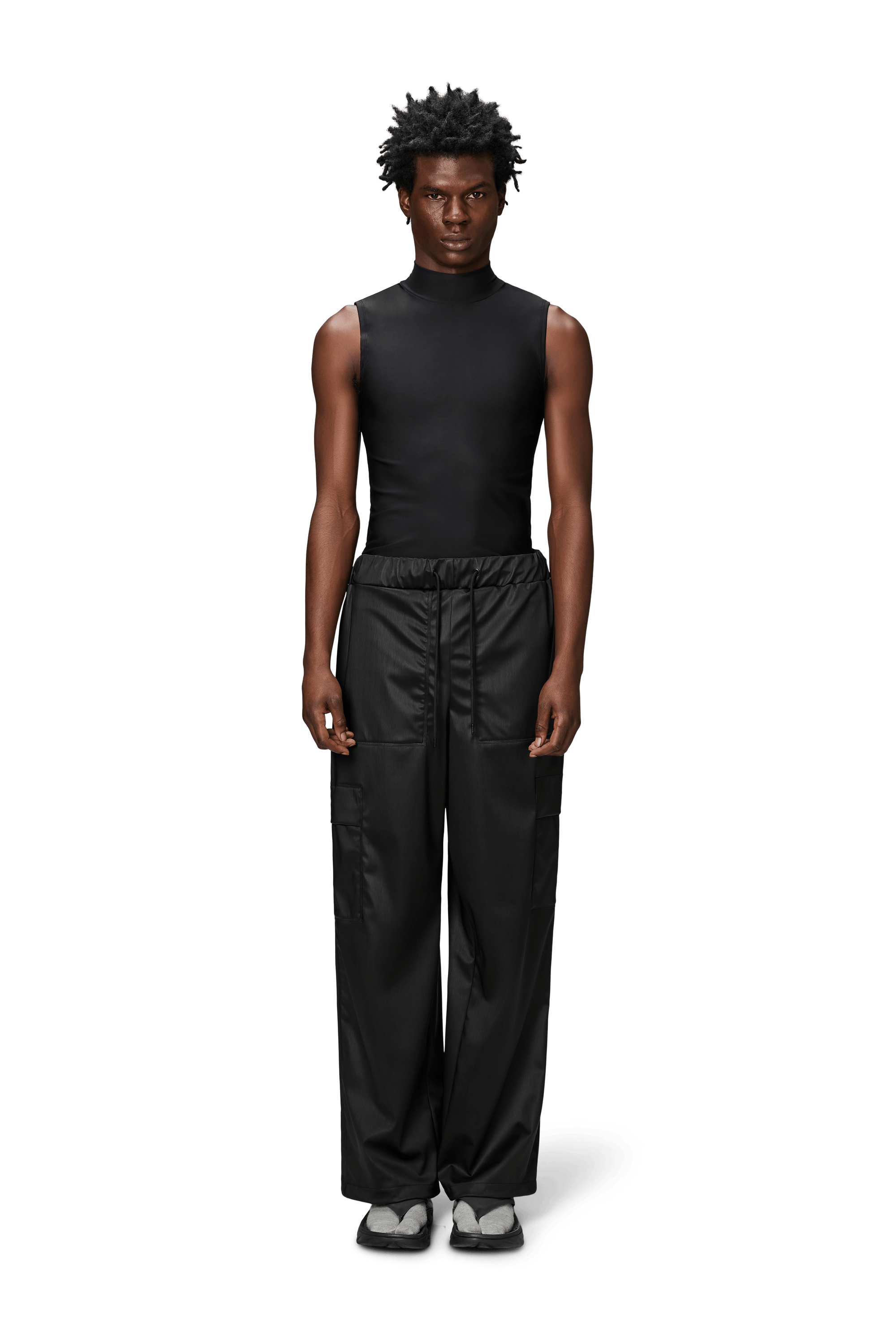 Cargo Rain Pants Wide, Black Grain