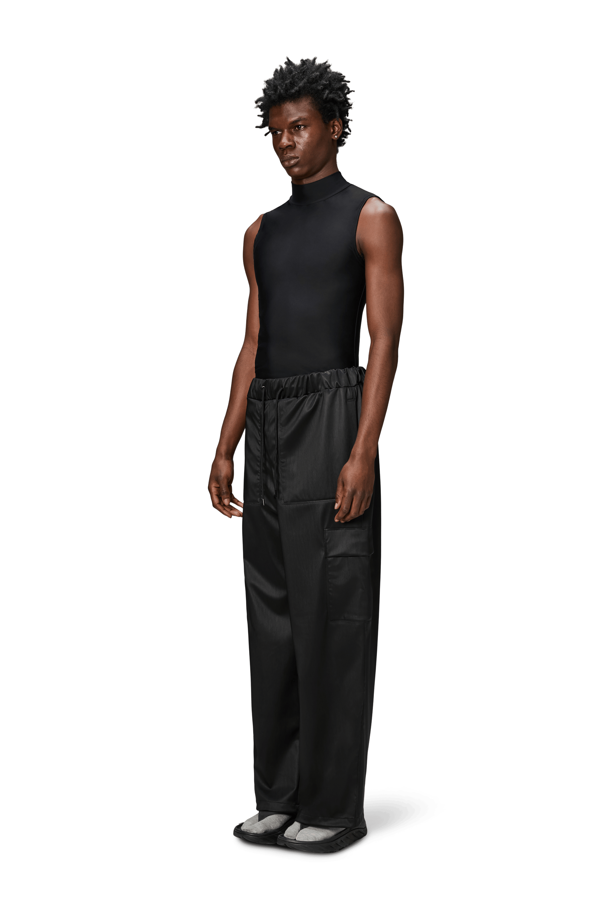 Cargo Rain Pants Wide, Black Grain