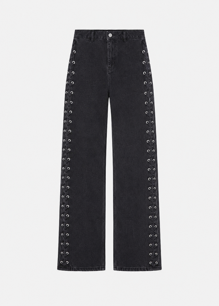Kenzie Lace Jeans - Washed Black