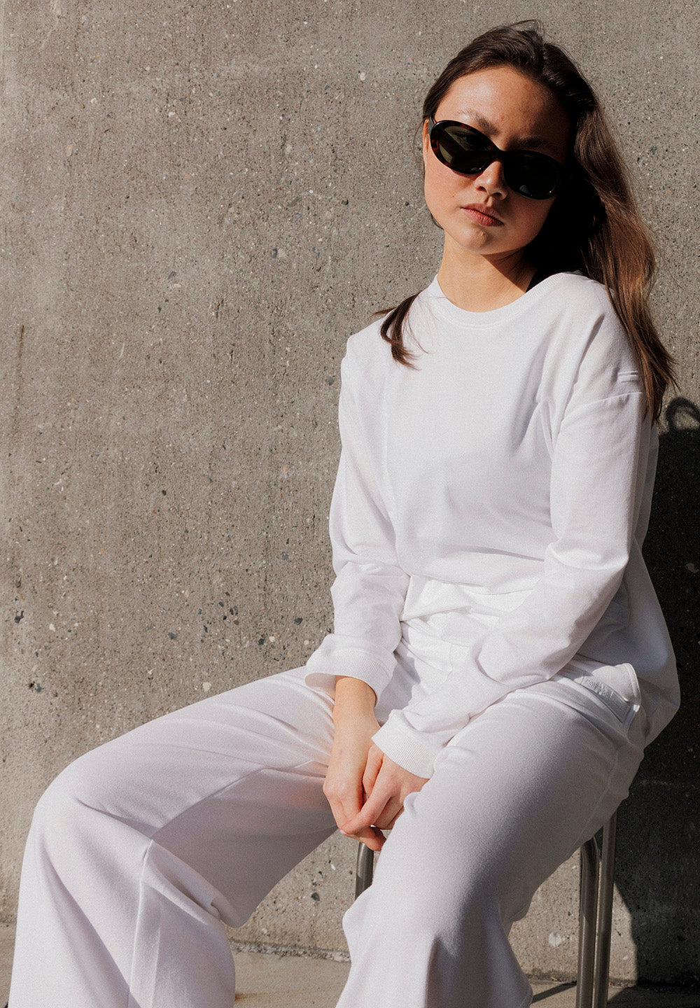 Light Sweat Long sleeve, White