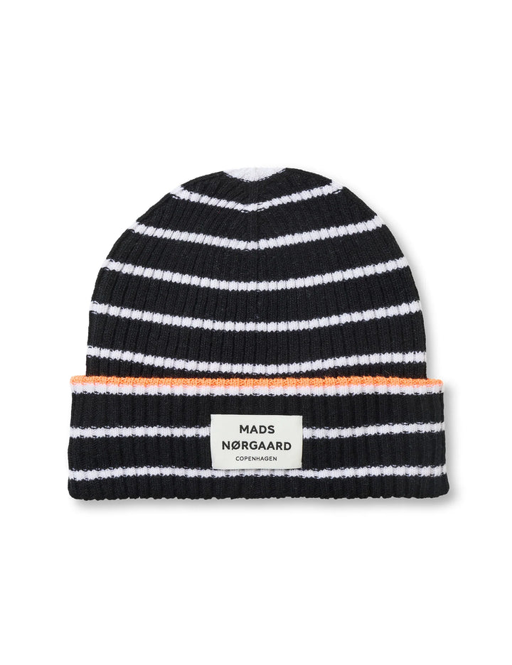 Wool Anju Stripe Beanie - Black Vanilla