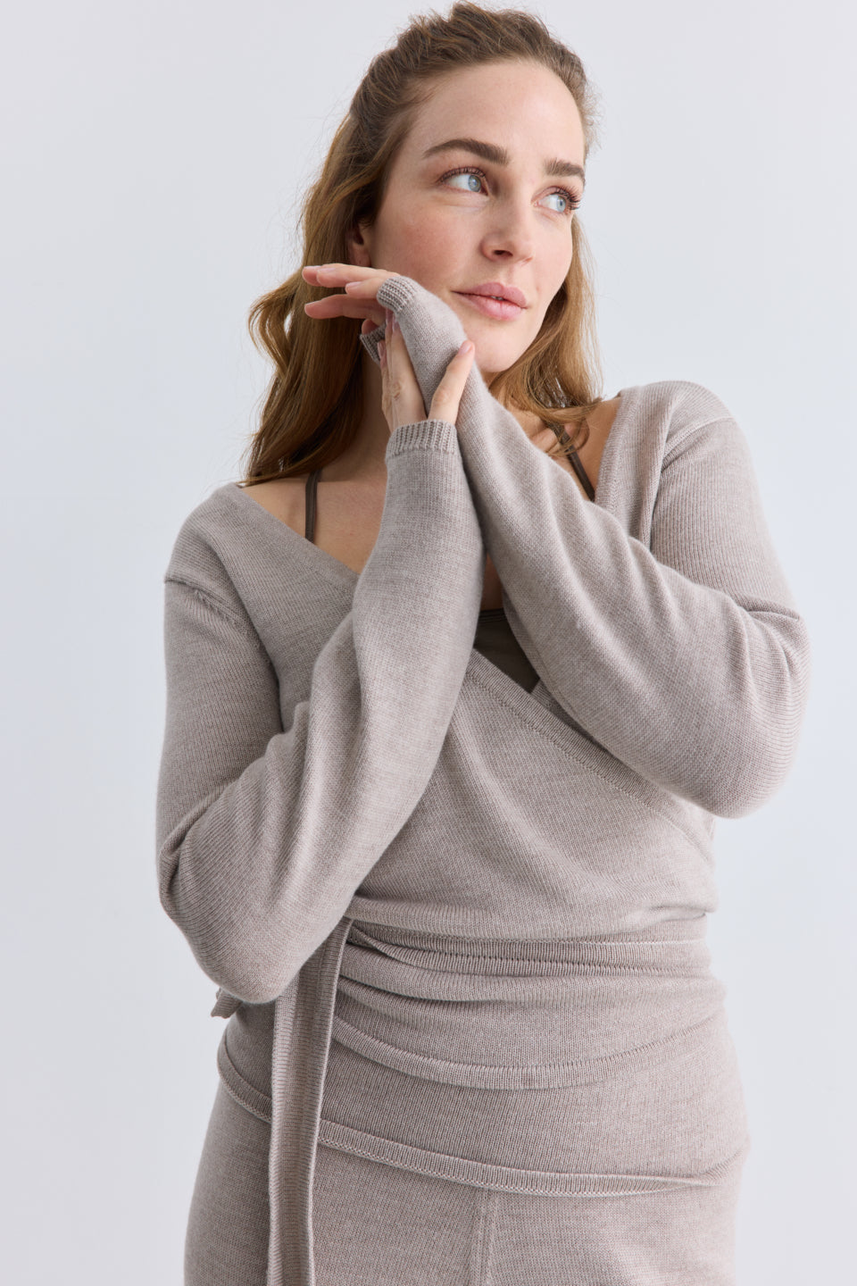 Wool Wrap Cardigan Keep Me, Warm Sand