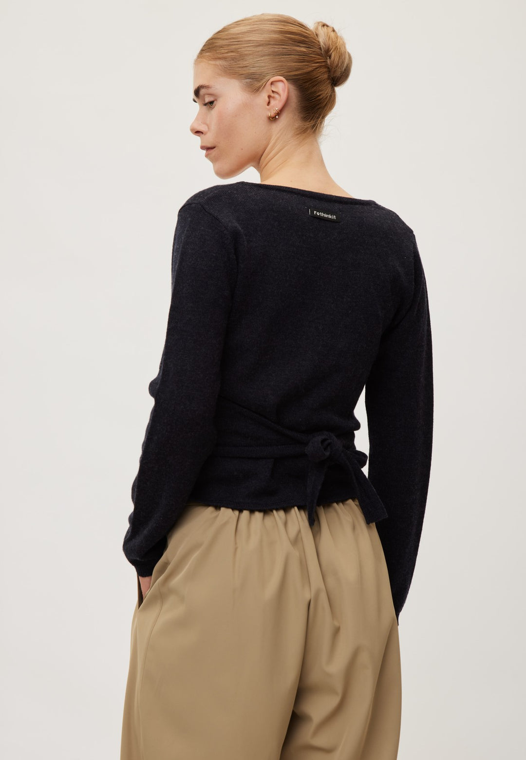 Wool Wrap Cardigan - Dark Navy Melange