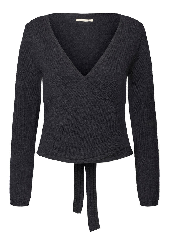 Wool Wrap Cardigan - Dark Navy Melange