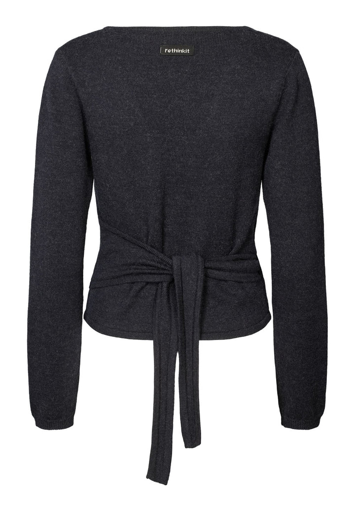 Wool Wrap Cardigan - Dark Navy Melange