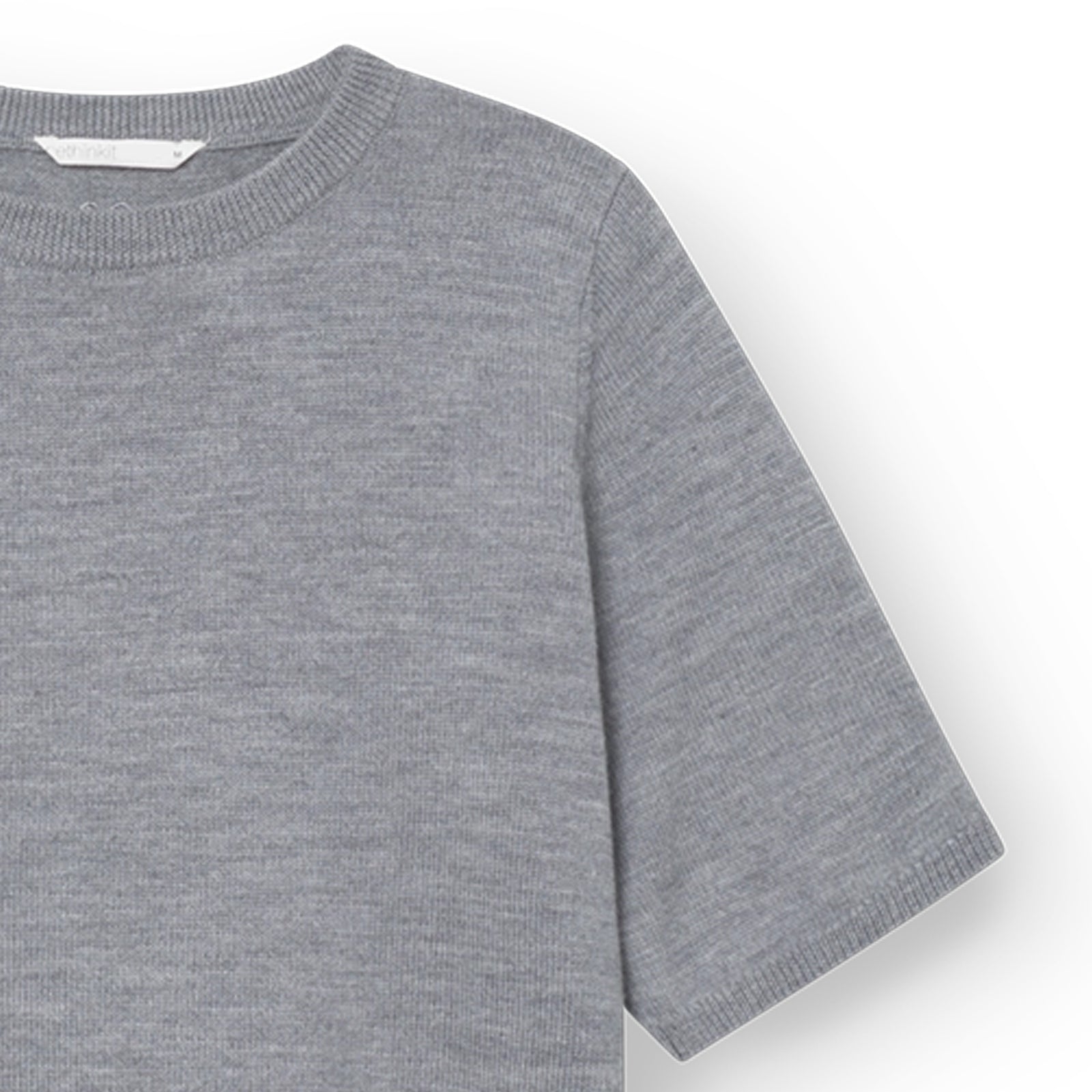 Wool Short Sleeve Keep Me, Light Grey Melange