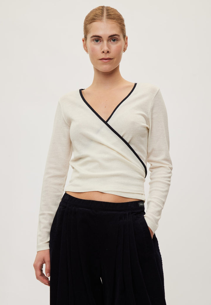 Merino Wool Wrap Cardigan - Eggshell