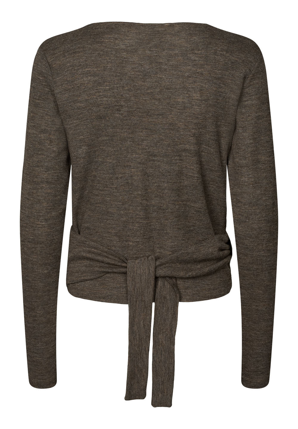 Merino Wool Wrap Cardigan - Brown Melange
