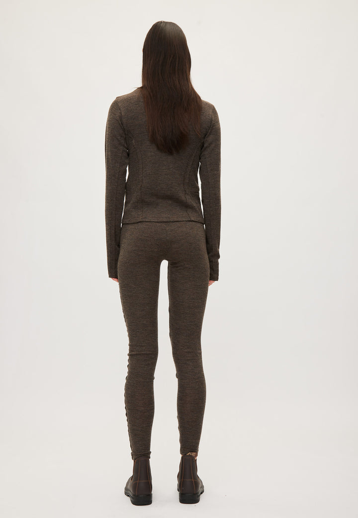 Merino Wool Leggings - Brown Melange