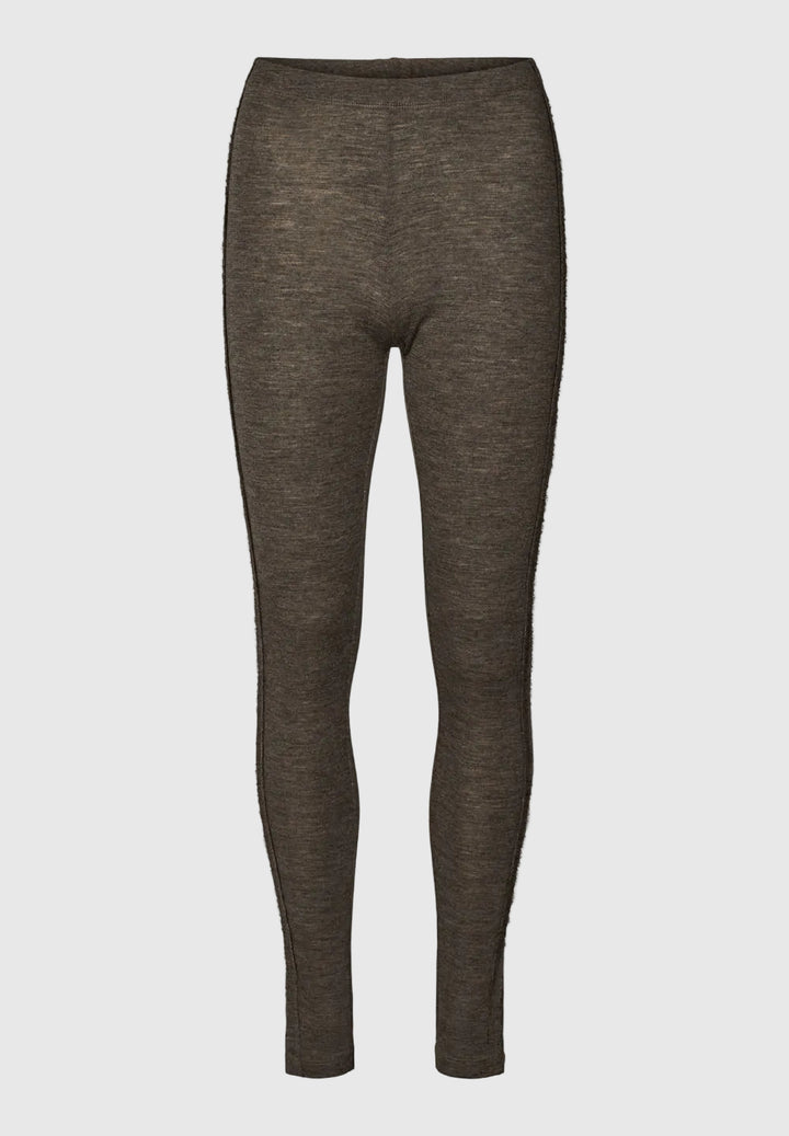 Merino Wool Leggings - Brown Melange