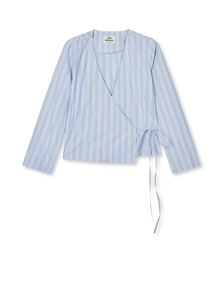Mia Poplin Wrap Top, Pinstripe