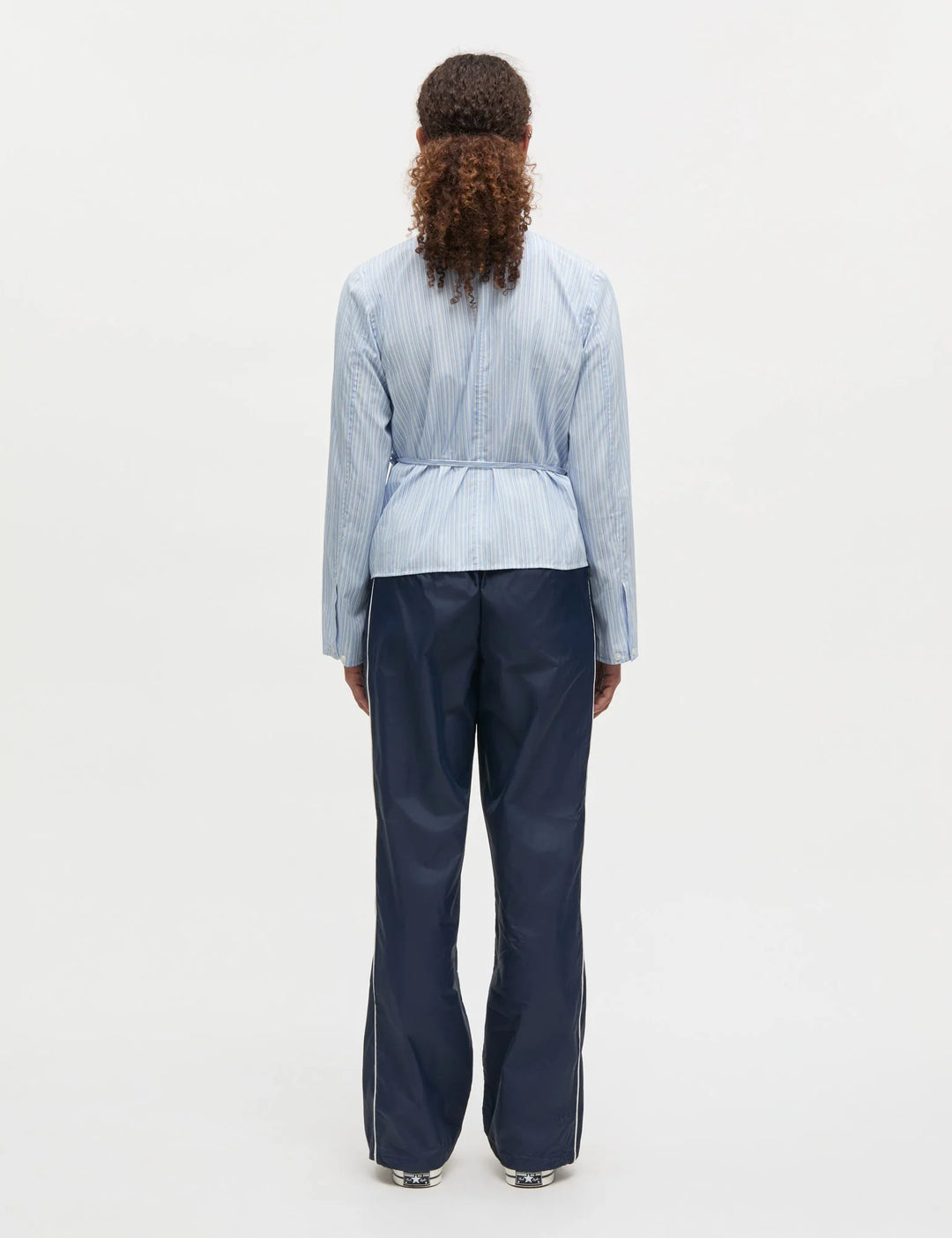 Mia Poplin Wrap Top, Pinstripe