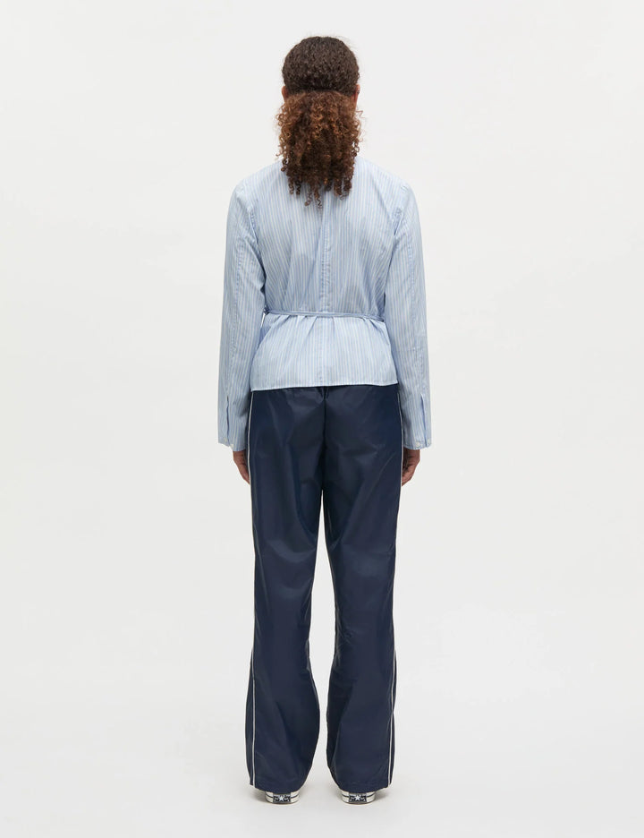 Mia Poplin Wrap Top, Pinstripe