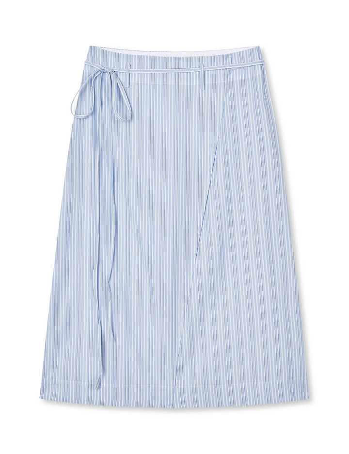 Mia Poplin Wrap Skirt, Pinstripe