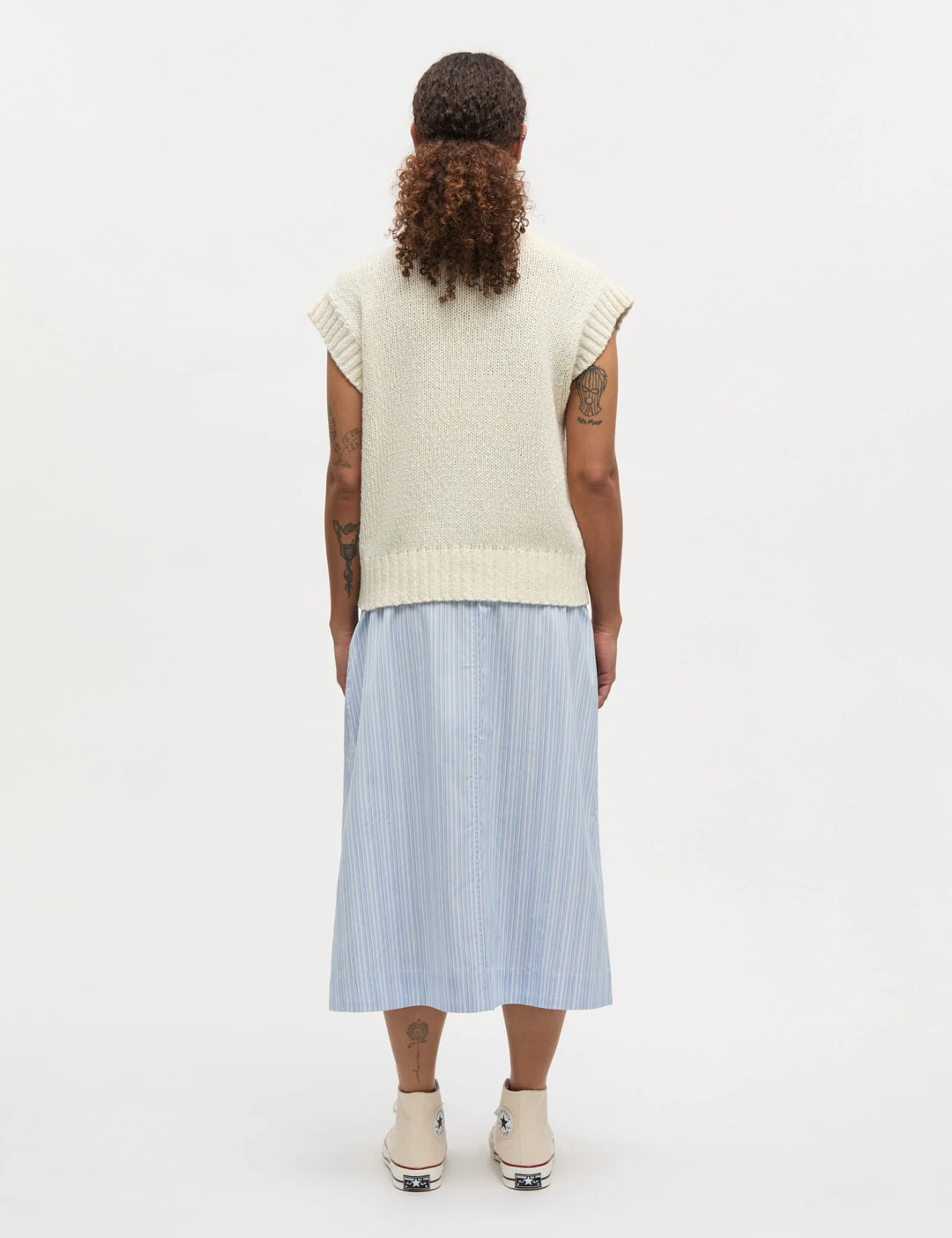 Mia Poplin Wrap Skirt, Pinstripe