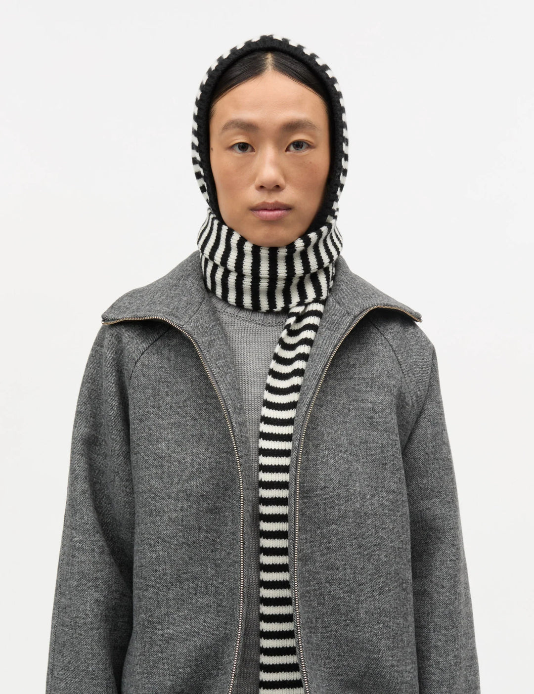 Wool Freja Hooded Scarf - Stripe